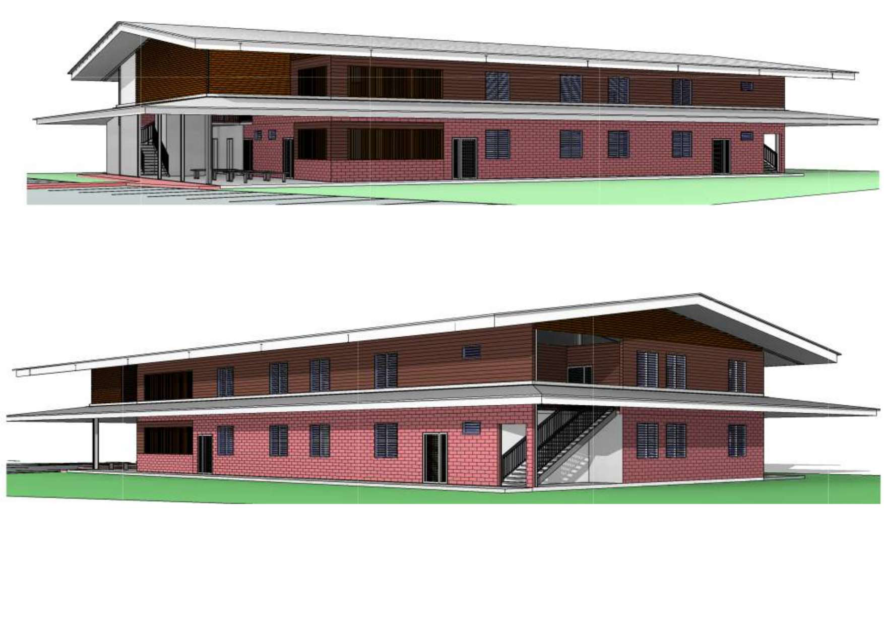 Rendu architectural — bâtiment en briques